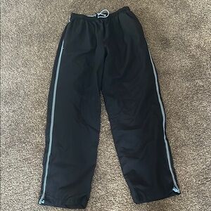 Black Track Pants with Blue Stripes